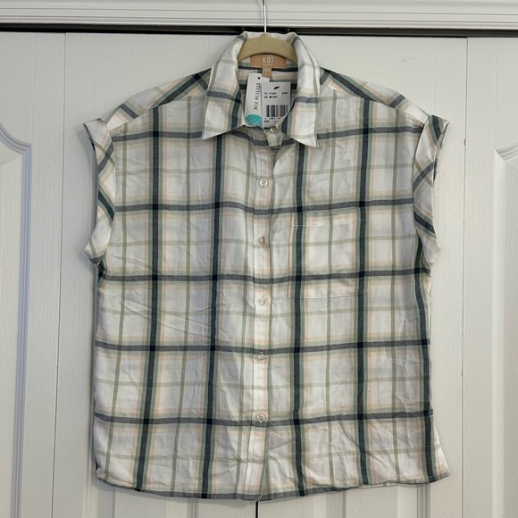 KUT FROM THE KLOTH Mickey Cuff Sleeve Button Down Shirt - Mint/Navy ONLY - Small - Picture 1 of 9